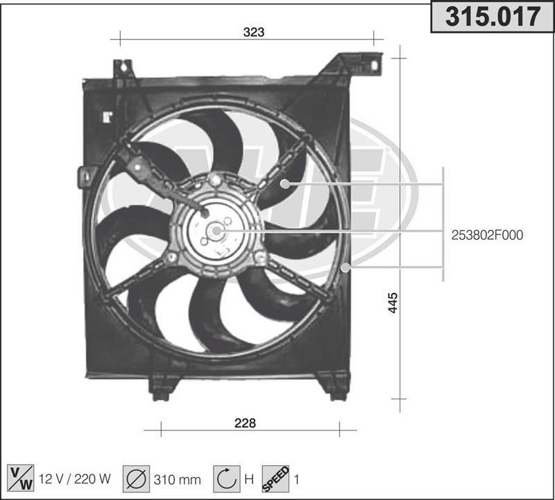 AHE 315.017 Вентилятор, система охолодження двигуна 315017: Купити в Україні - Добра ціна на EXIST.UA!