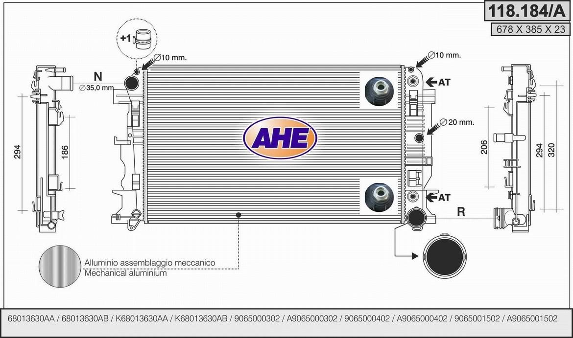 AHE 118.184/A Радіатор, система охолодження двигуна 118184A: Купити в Україні - Добра ціна на EXIST.UA!