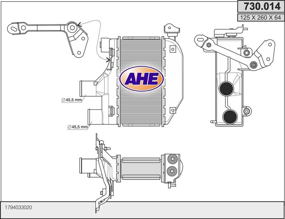AHE 730.014 Охолоджувач наддувального повітря 730014: Купити в Україні - Добра ціна на EXIST.UA!