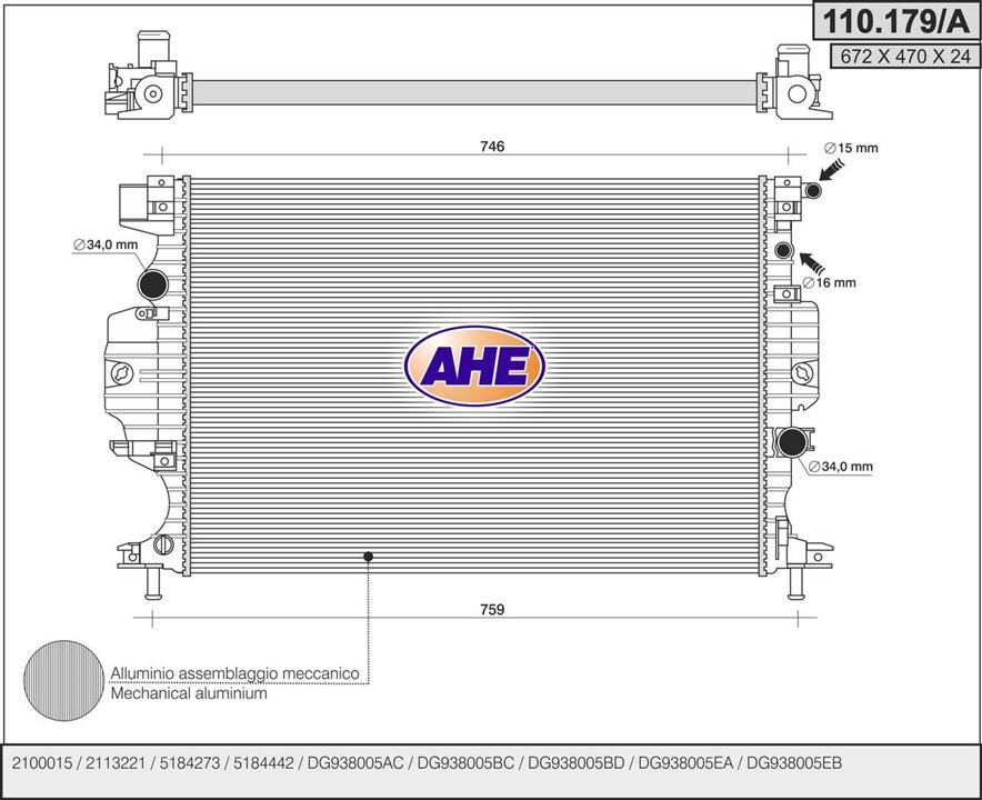 AHE 110.179/A Радіатор, система охолодження двигуна 110179A: Купити в Україні - Добра ціна на EXIST.UA!