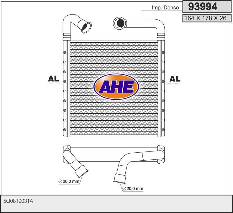AHE 93994 Теплообмінник, система опалення салону 93994: Приваблива ціна - Купити в Україні на EXIST.UA!