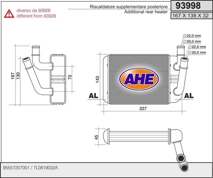 AHE 93998 Теплообмінник, система опалення салону 93998: Купити в Україні - Добра ціна на EXIST.UA!