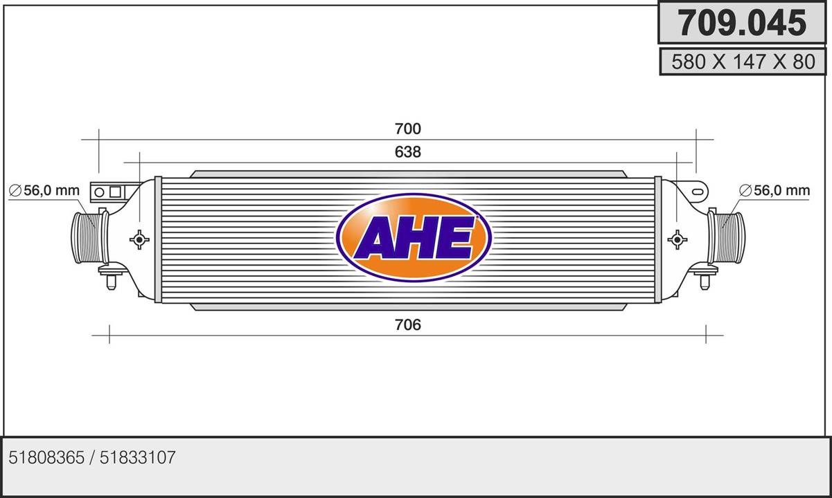 AHE 709.045 Охолоджувач наддувального повітря 709045: Купити в Україні - Добра ціна на EXIST.UA!