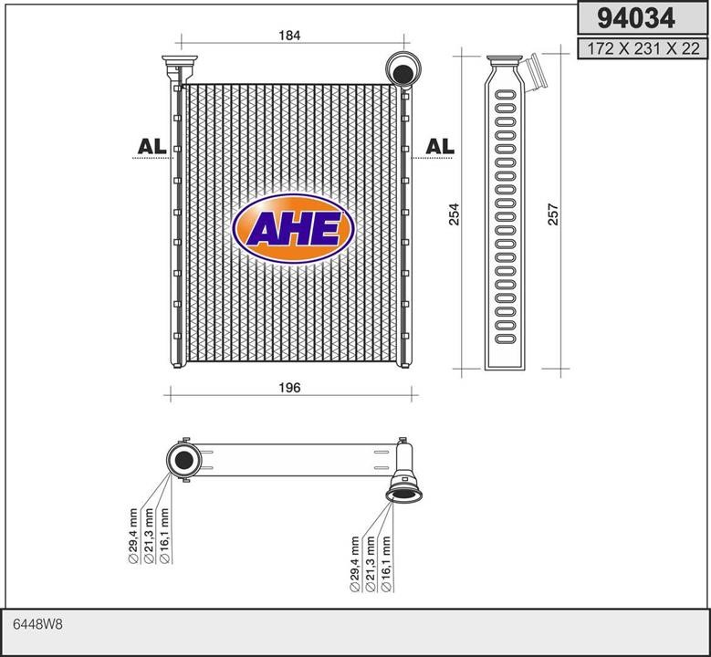 AHE 94034 Теплообмінник, система опалення салону 94034: Купити в Україні - Добра ціна на EXIST.UA!