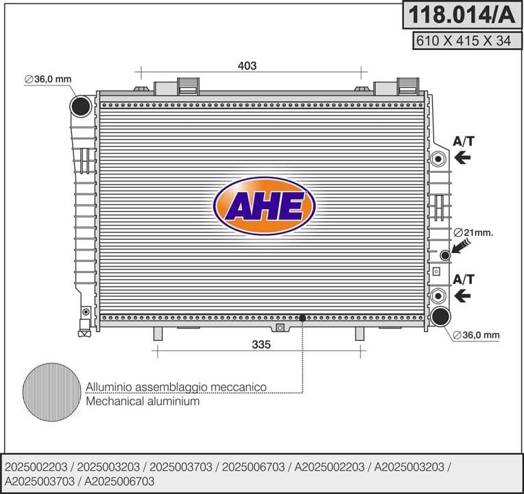 AHE 118.014/A Радіатор, система охолодження двигуна 118014A: Купити в Україні - Добра ціна на EXIST.UA!