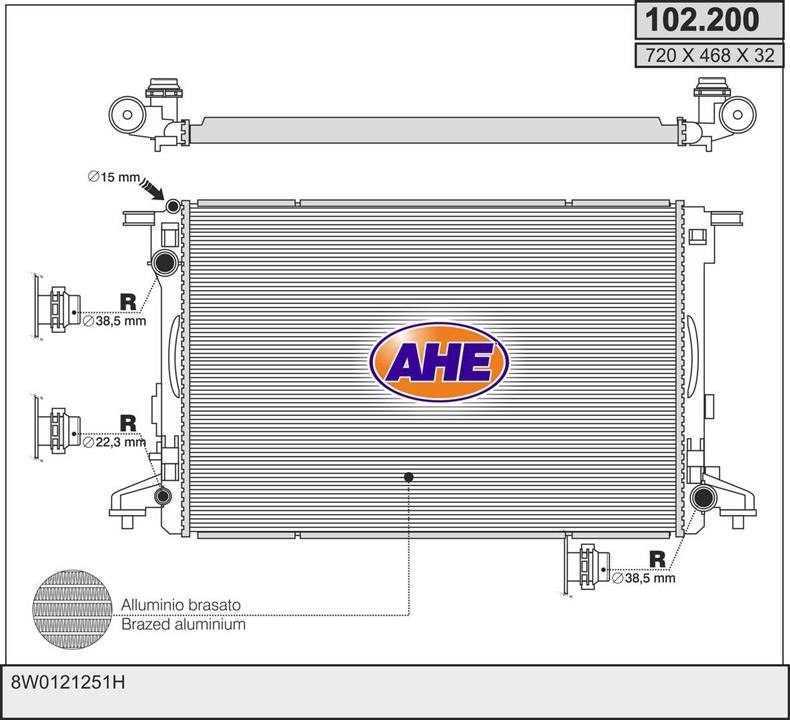 AHE 102.200 Радіатор, система охолодження двигуна 102200: Купити в Україні - Добра ціна на EXIST.UA!