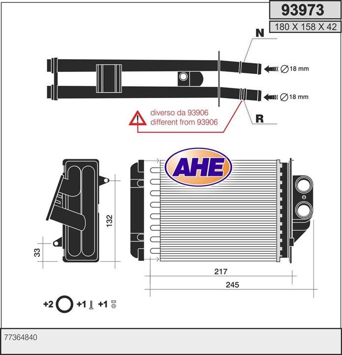 AHE 93973 Теплообмінник, система опалення салону 93973: Купити в Україні - Добра ціна на EXIST.UA!