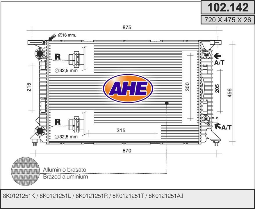 AHE 102.142 Радіатор охолодження двигуна 102142: Купити в Україні - Добра ціна на EXIST.UA!