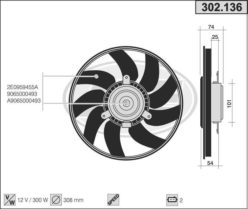 AHE 302.136 Вентилятор, система охолодження двигуна 302136: Купити в Україні - Добра ціна на EXIST.UA!
