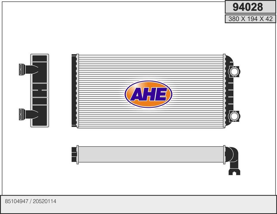 AHE 94028 Теплообмінник, система опалення салону 94028: Купити в Україні - Добра ціна на EXIST.UA!