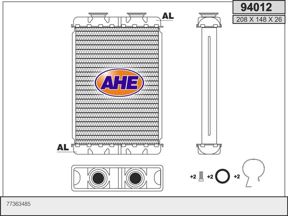 AHE 94012 Теплообмінник, система опалення салону 94012: Приваблива ціна - Купити в Україні на EXIST.UA!