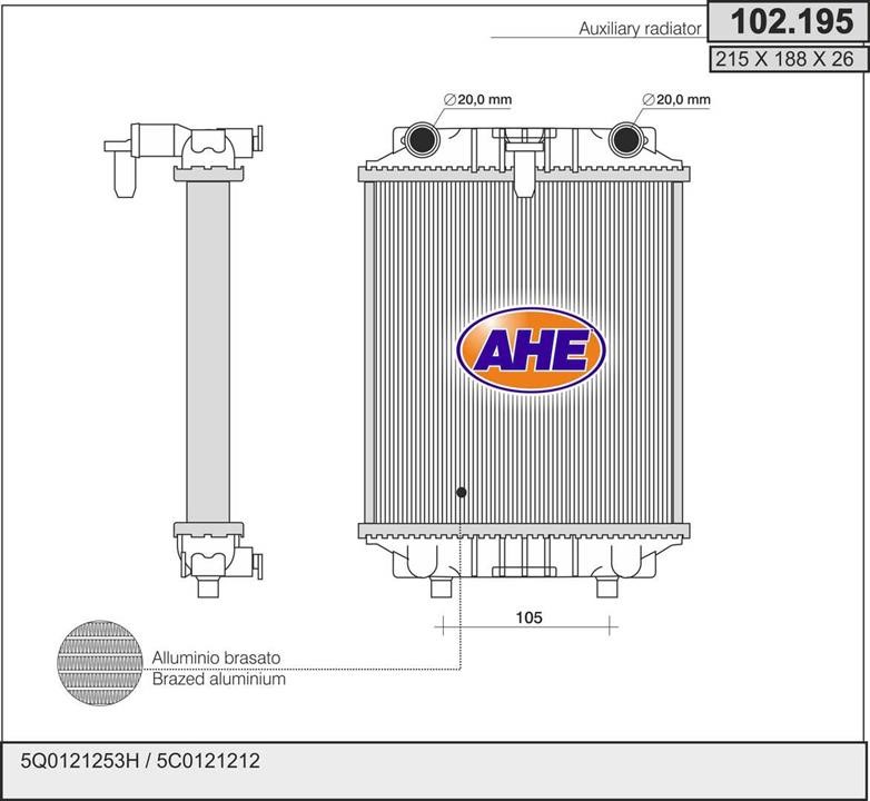 AHE 102.195 Радіатор, система охолодження двигуна 102195: Купити в Україні - Добра ціна на EXIST.UA!