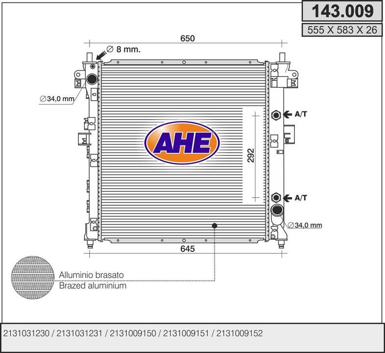 AHE 143.009 Радіатор, система охолодження двигуна 143009: Купити в Україні - Добра ціна на EXIST.UA!
