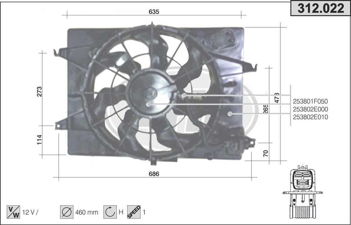 AHE 312.022 Вентилятор, система охолодження двигуна 312022: Купити в Україні - Добра ціна на EXIST.UA!