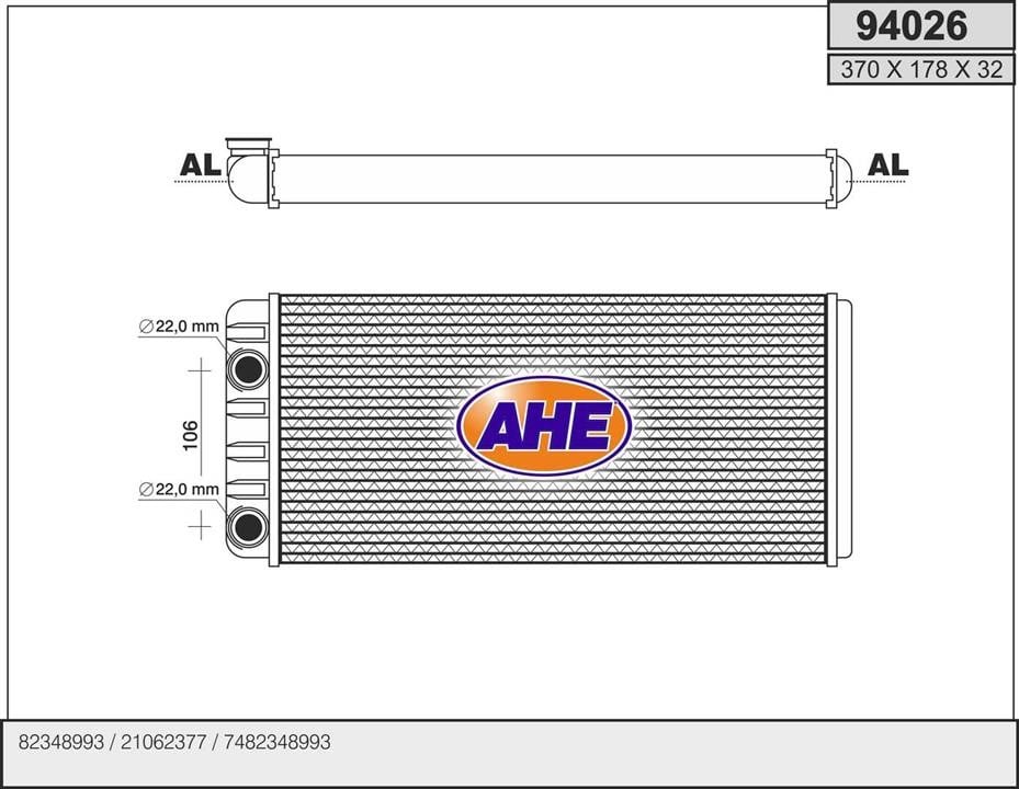 AHE 94026 Теплообмінник, система опалення салону 94026: Приваблива ціна - Купити в Україні на EXIST.UA!