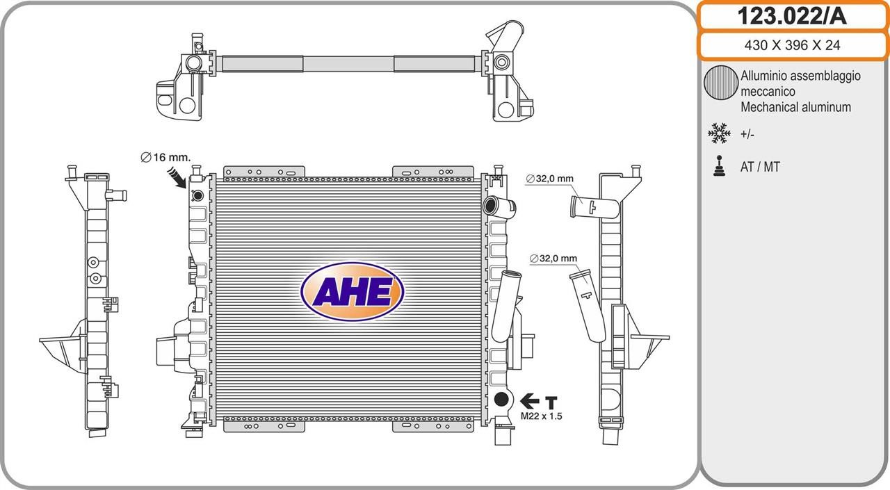 AHE 123.022/A Радіатор, система охолодження двигуна 123022A: Купити в Україні - Добра ціна на EXIST.UA!