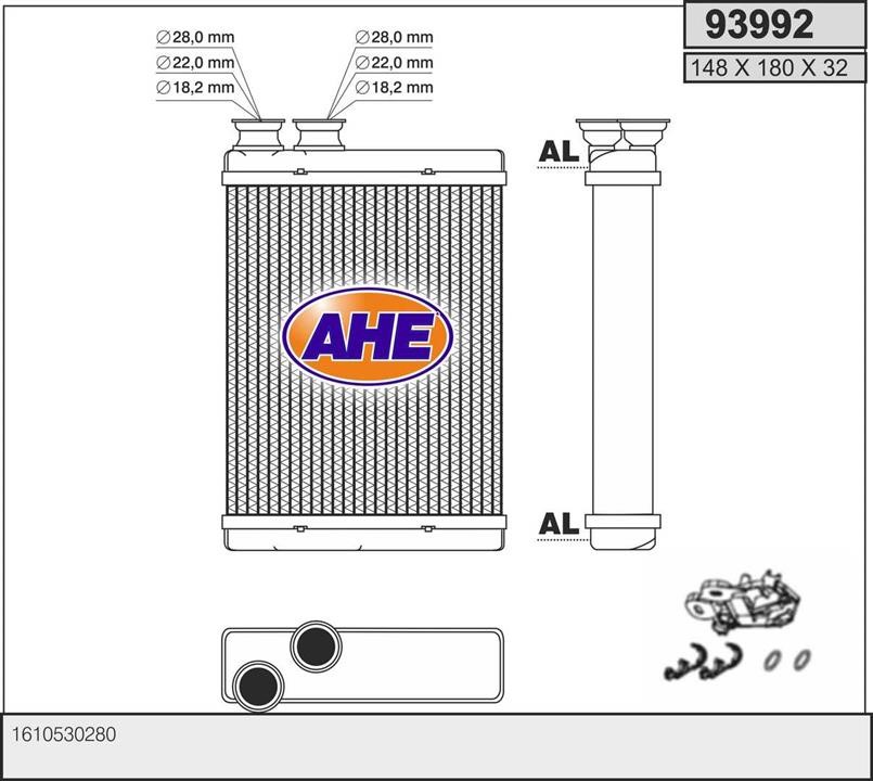 AHE 93992 Теплообмінник, система опалення салону 93992: Купити в Україні - Добра ціна на EXIST.UA!