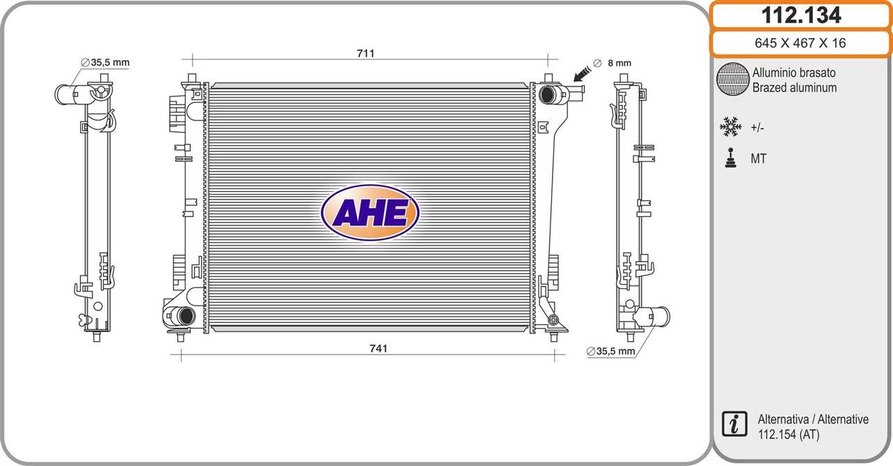 AHE 112.134 Радіатор, система охолодження двигуна 112134: Приваблива ціна - Купити в Україні на EXIST.UA!