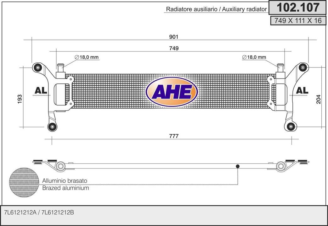 AHE 102.107 Радіатор, система охолодження двигуна 102107: Купити в Україні - Добра ціна на EXIST.UA!