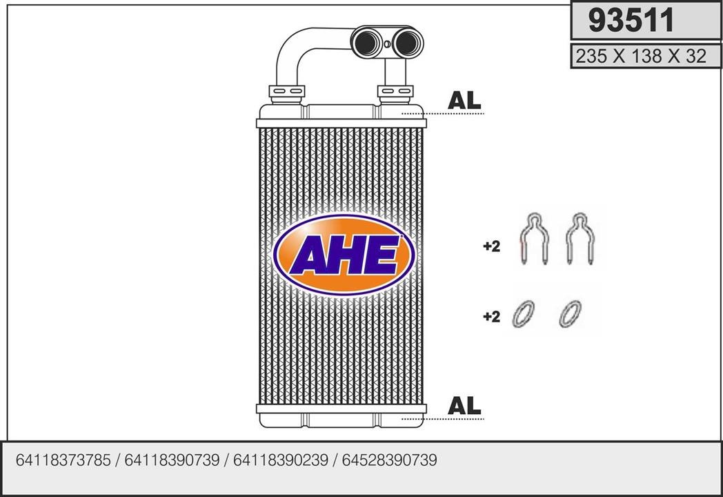 AHE 93511 Теплообмінник, система опалення салону 93511: Купити в Україні - Добра ціна на EXIST.UA!