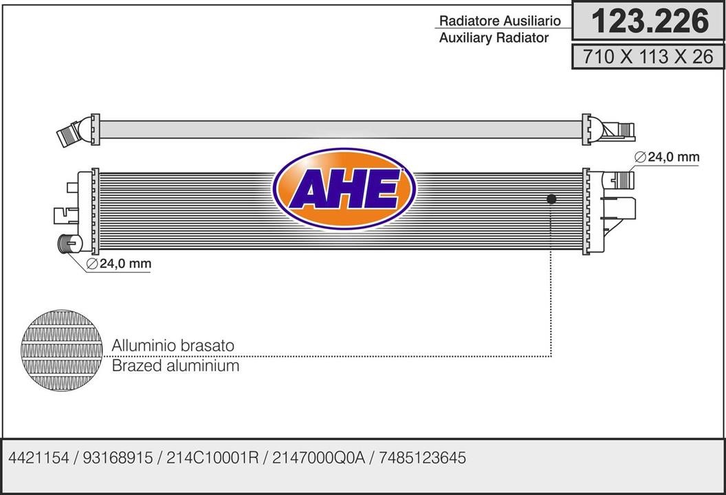 AHE 123.226 Радіатор, система охолодження двигуна 123226: Купити в Україні - Добра ціна на EXIST.UA!