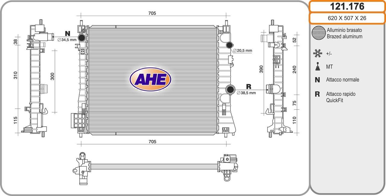 AHE 121.176 Радіатор, система охолодження двигуна 121176: Купити в Україні - Добра ціна на EXIST.UA!