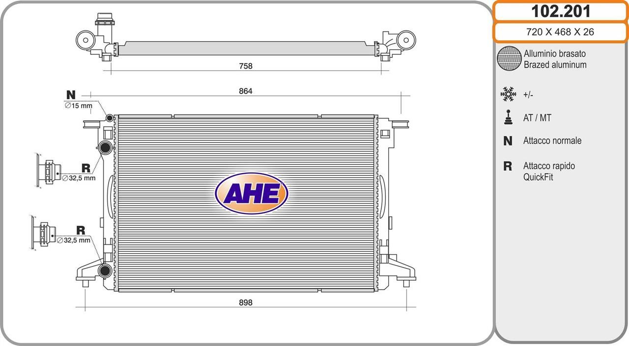 AHE 102.201 Радіатор, система охолодження двигуна 102201: Купити в Україні - Добра ціна на EXIST.UA!