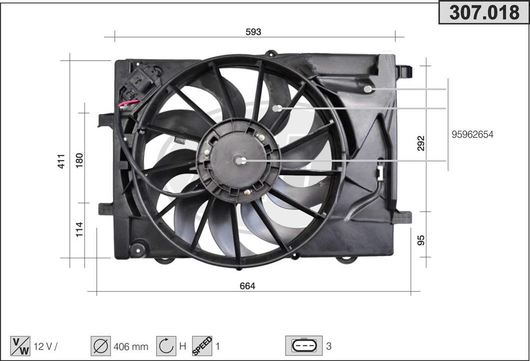 AHE 307.018 Вентилятор, система охолодження двигуна 307018: Купити в Україні - Добра ціна на EXIST.UA!