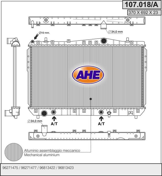 AHE 107.018/A Радіатор, система охолодження двигуна 107018A: Купити в Україні - Добра ціна на EXIST.UA!