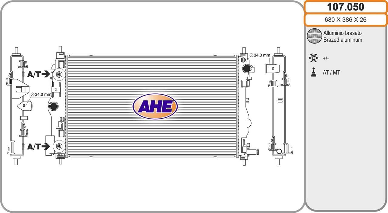 AHE 107.050 Радіатор охолодження двигуна 107050: Купити в Україні - Добра ціна на EXIST.UA!