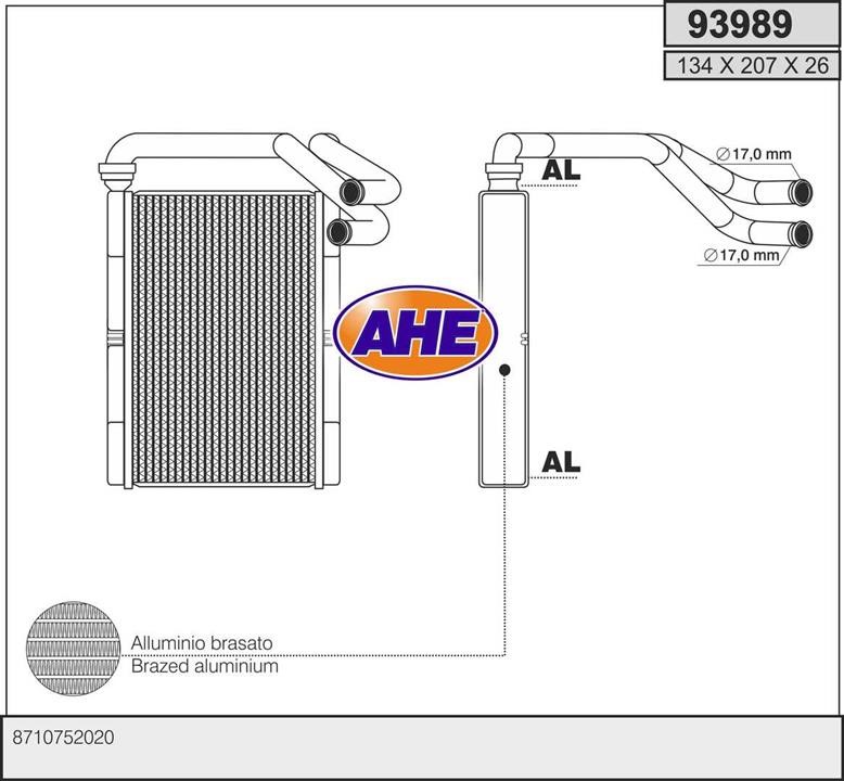 AHE 93989 Теплообмінник, система опалення салону 93989: Купити в Україні - Добра ціна на EXIST.UA!