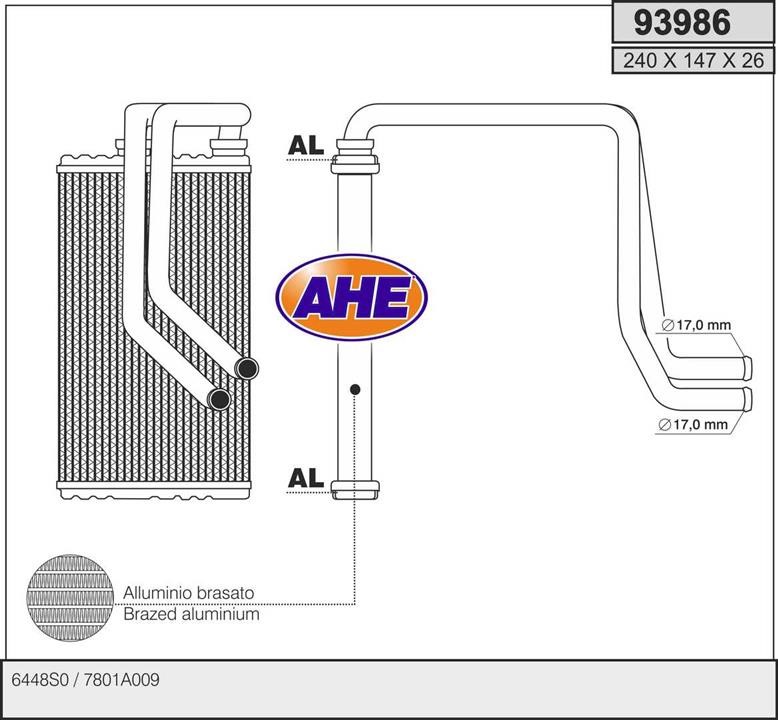 AHE 93986 Теплообмінник, система опалення салону 93986: Приваблива ціна - Купити в Україні на EXIST.UA!
