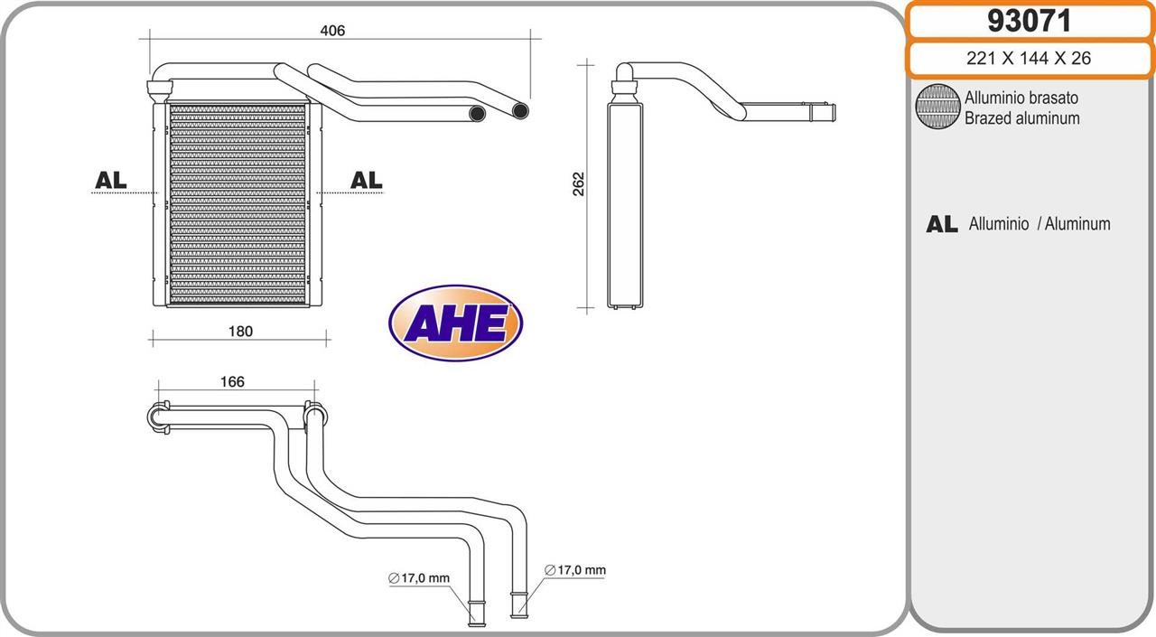 AHE 93071 Радіатор опалювача салону 93071: Купити в Україні - Добра ціна на EXIST.UA!