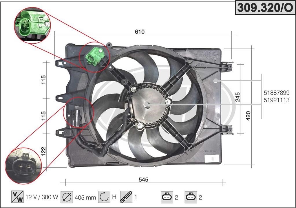 AHE 309.320/O Вентилятор радіатора охолодження 309320O: Купити в Україні - Добра ціна на EXIST.UA!
