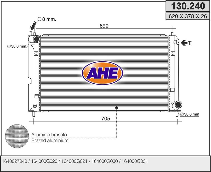 AHE 130.240 Радіатор охолодження двигуна 130240: Купити в Україні - Добра ціна на EXIST.UA!