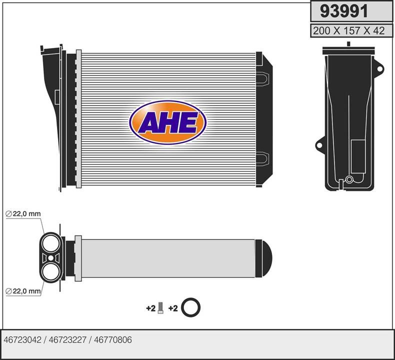 AHE 93991 Теплообмінник, система опалення салону 93991: Приваблива ціна - Купити в Україні на EXIST.UA!