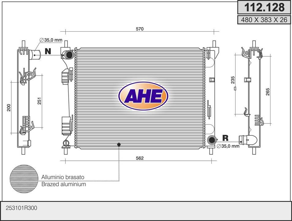 AHE 112.128 Радіатор, система охолодження двигуна 112128: Купити в Україні - Добра ціна на EXIST.UA!