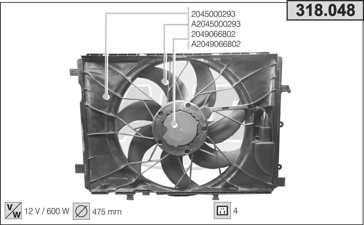 AHE 318.048 Вентилятор радіатора охолодження 318048: Купити в Україні - Добра ціна на EXIST.UA!