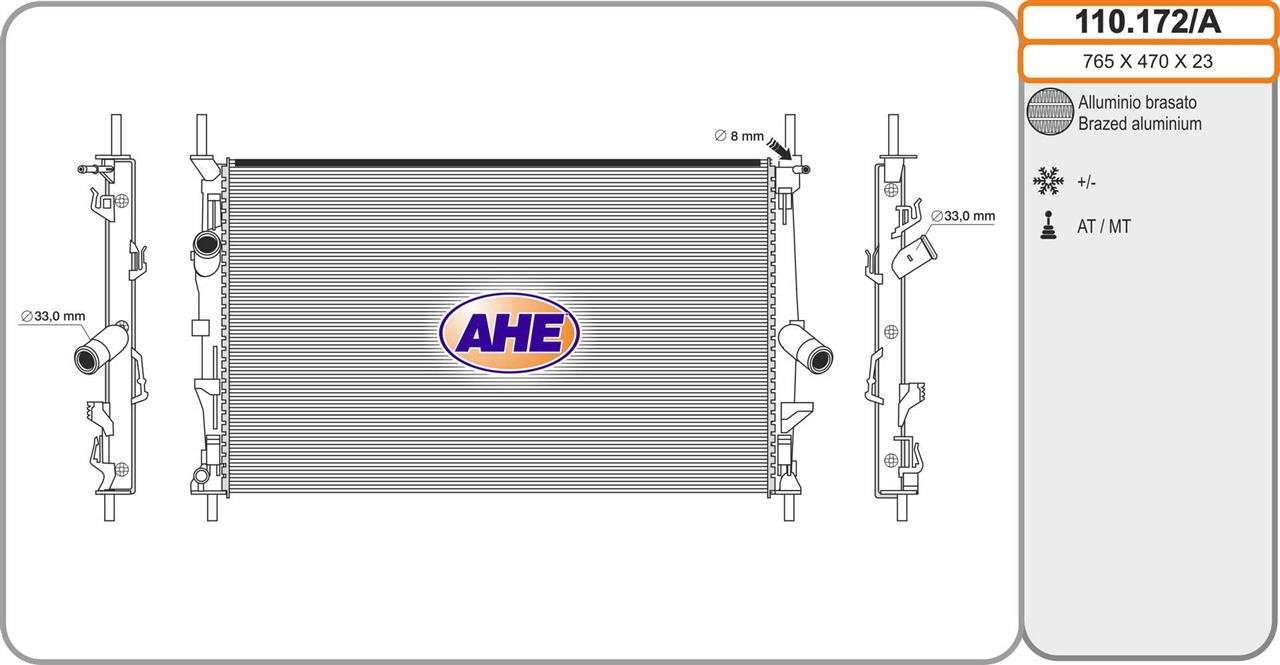 AHE 110.172/A Радіатор охолодження двигуна 110172A: Купити в Україні - Добра ціна на EXIST.UA!