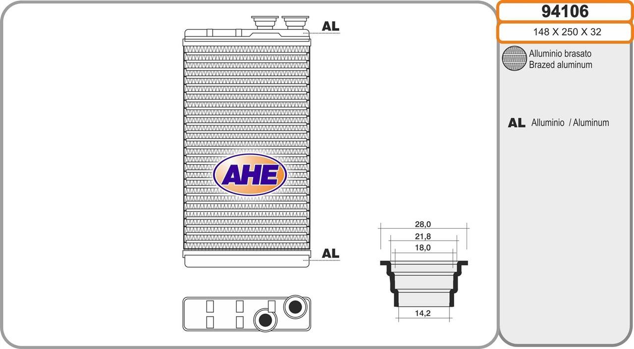 AHE 94106 Радіатор опалювача салону 94106: Купити в Україні - Добра ціна на EXIST.UA!