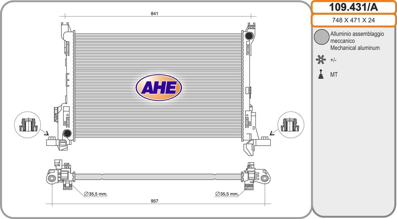 AHE 109.431/A Радіатор охолодження двигуна 109431A: Купити в Україні - Добра ціна на EXIST.UA!