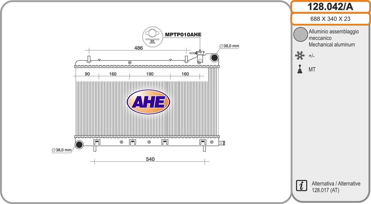 AHE 128.042/A Радіатор охолодження двигуна 128042A: Купити в Україні - Добра ціна на EXIST.UA!