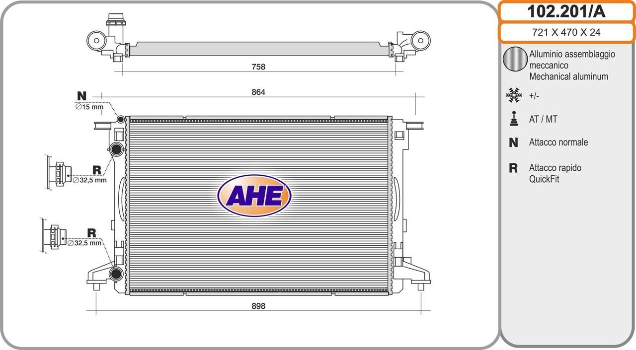 AHE 102.201/A Радіатор охолодження двигуна 102201A: Купити в Україні - Добра ціна на EXIST.UA!
