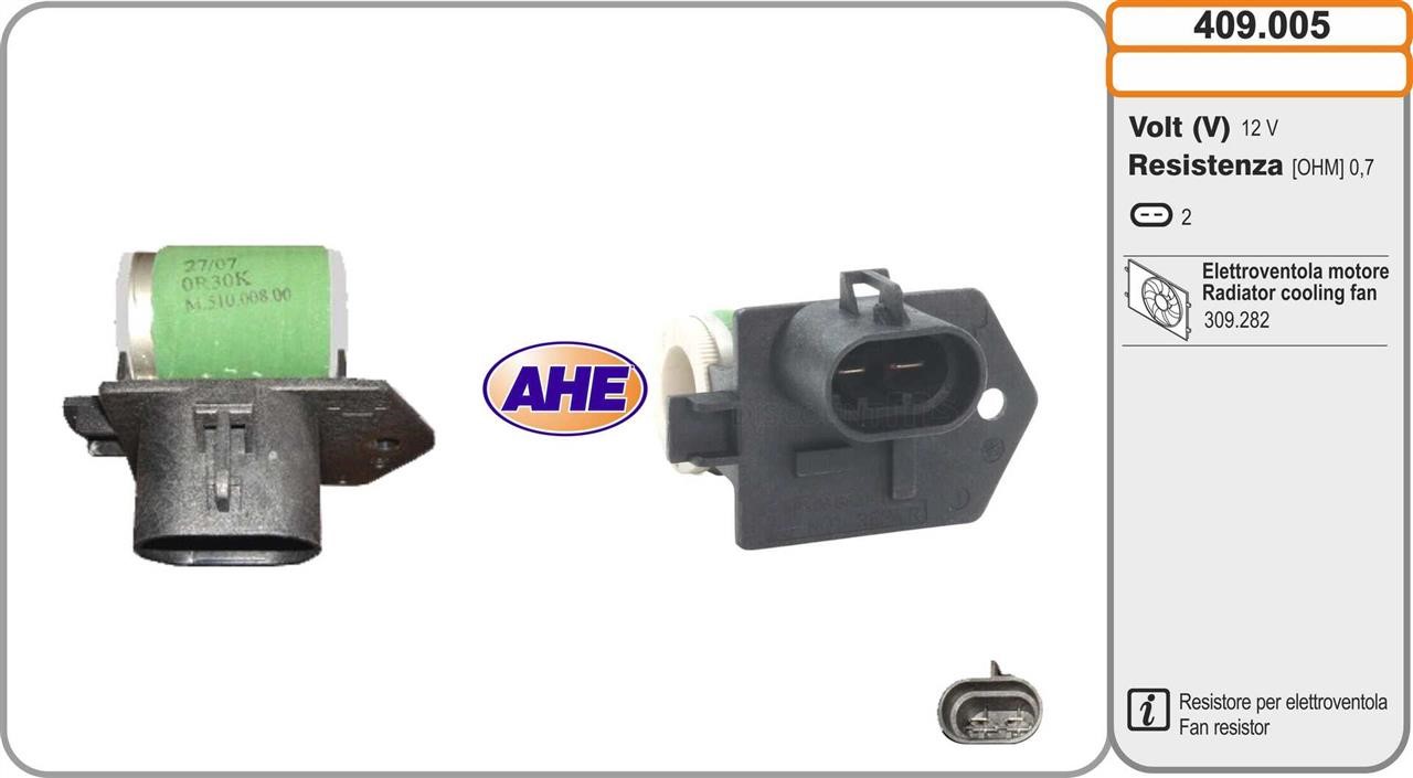 AHE 409.005 Додатковий резистор, електродвигун вентилятора радіатора 409005: Купити в Україні - Добра ціна на EXIST.UA!