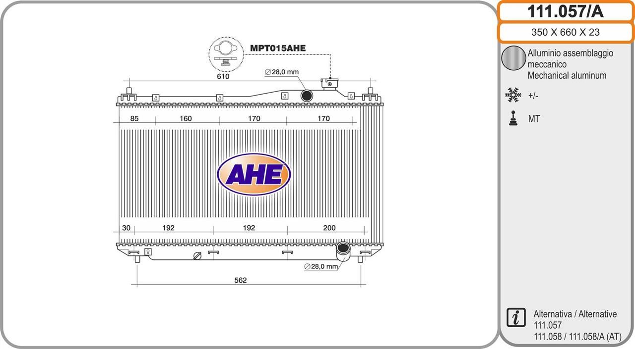 AHE 111.057/A Радіатор охолодження двигуна 111057A: Купити в Україні - Добра ціна на EXIST.UA!
