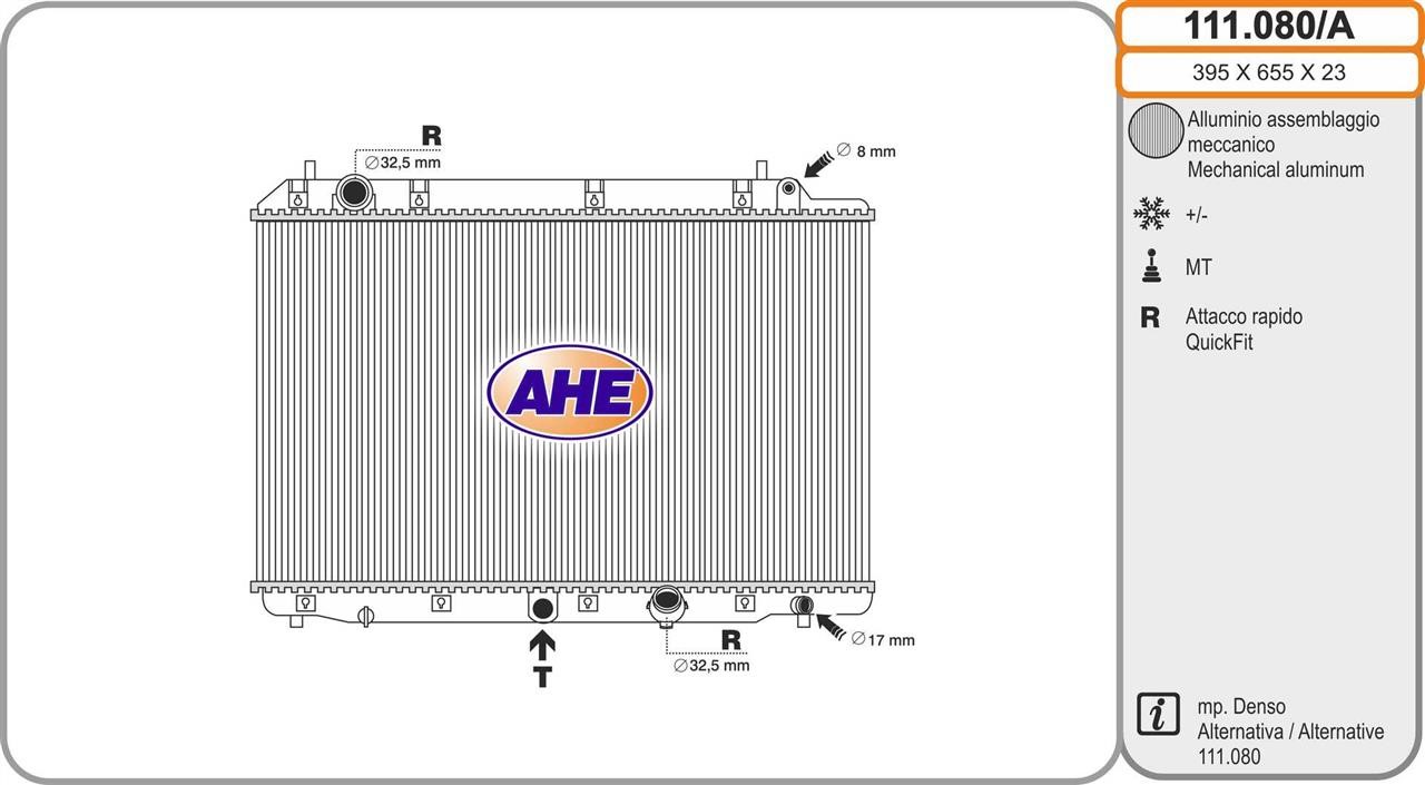 AHE 111.080/A Радіатор охолодження двигуна 111080A: Приваблива ціна - Купити в Україні на EXIST.UA!