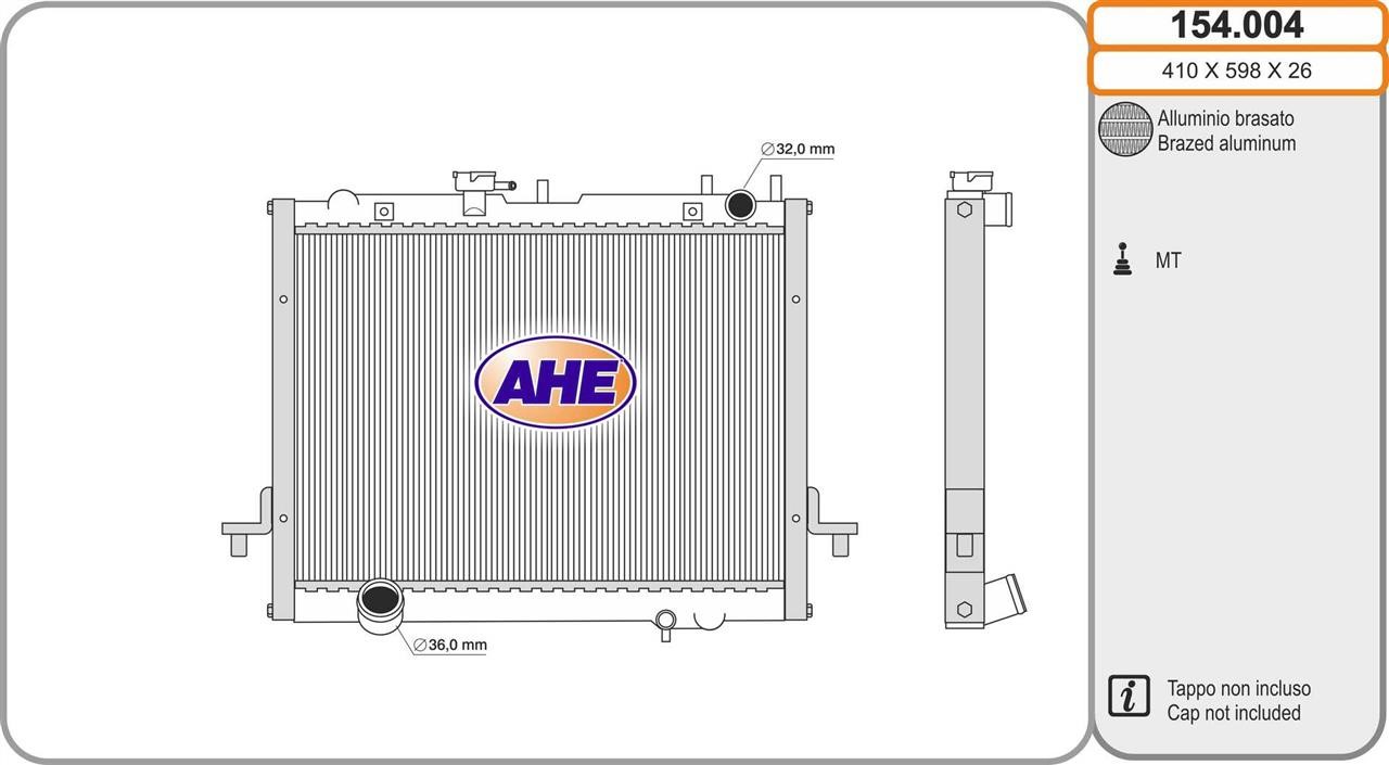 AHE 154.004 Радіатор охолодження двигуна 154004: Купити в Україні - Добра ціна на EXIST.UA!