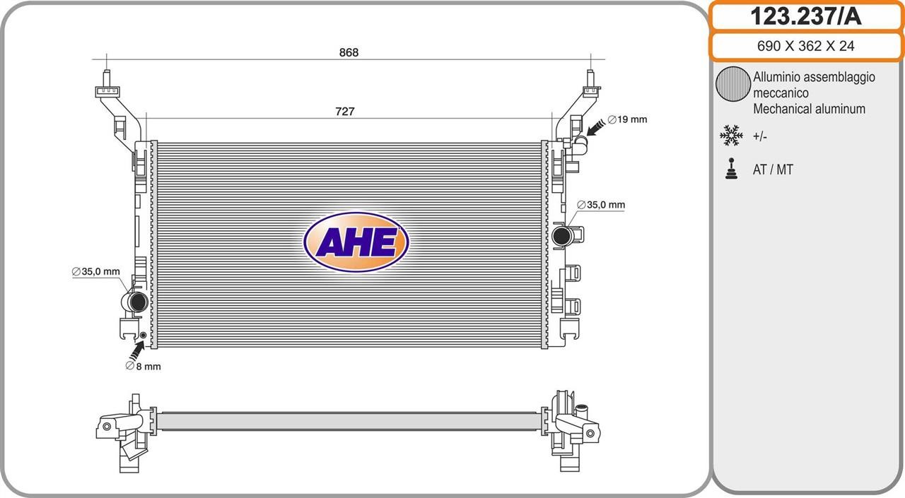 AHE 123.237/A Радіатор охолодження двигуна 123237A: Купити в Україні - Добра ціна на EXIST.UA!