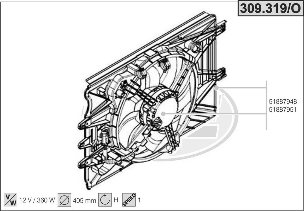 AHE 309.319/O Вентилятор радіатора охолодження 309319O: Купити в Україні - Добра ціна на EXIST.UA!