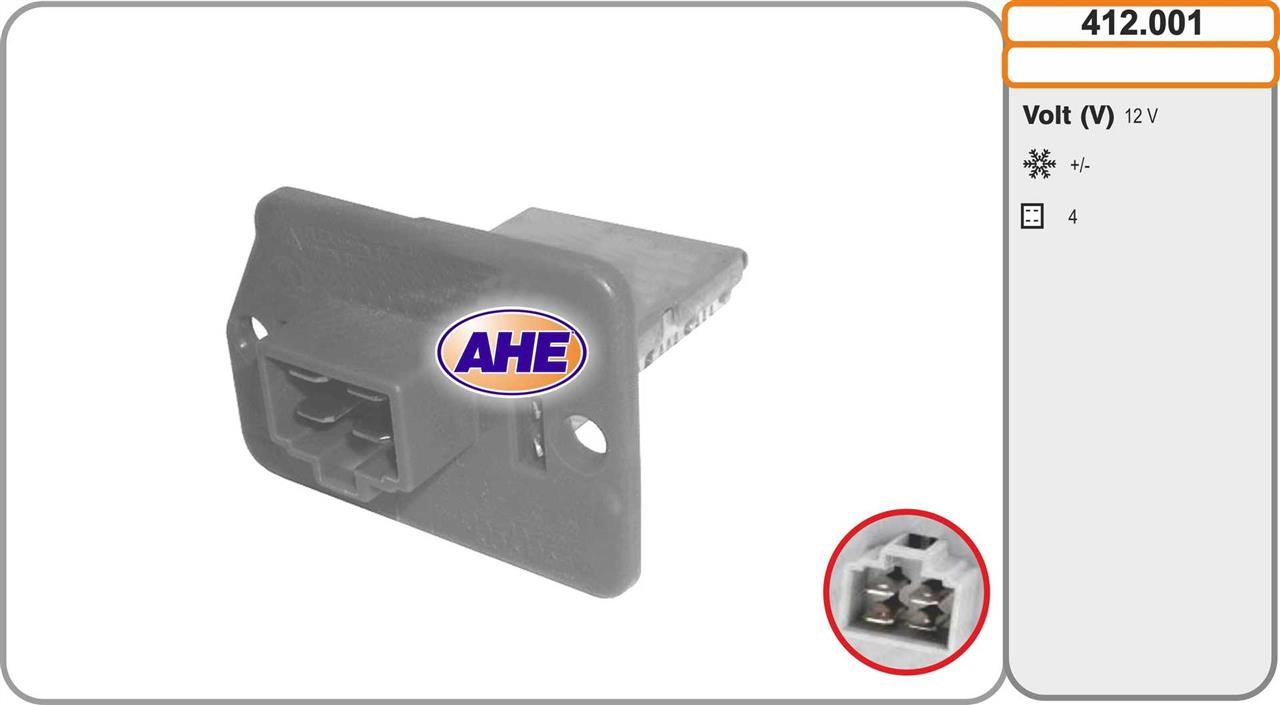 AHE 412.001 Додатковий резистор, електродвигун вентилятора радіатора 412001: Купити в Україні - Добра ціна на EXIST.UA!